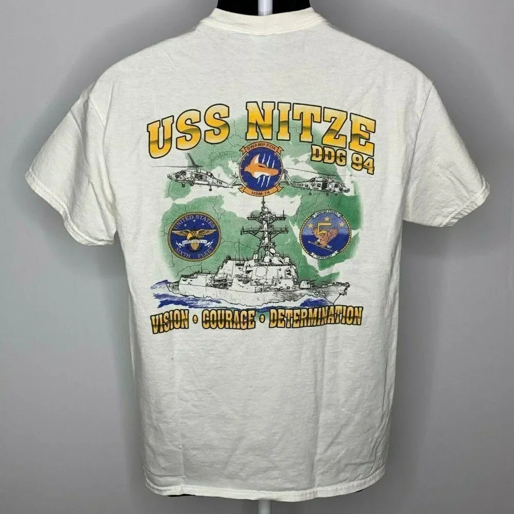 USS Nitze DDG 94 Crewneck T Shirt M White US Navy